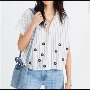 Madewell Hilltop Embroidered Courier Stripe Top